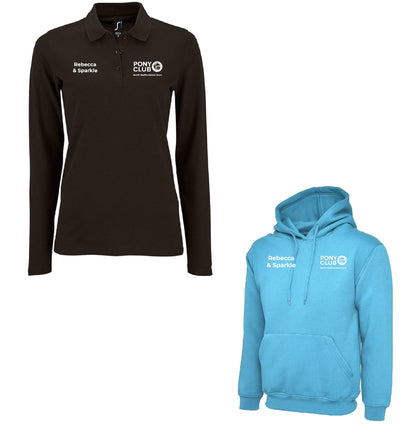 Personalised Adults Hoodie & Long Sleeve Ladies Fit Polo